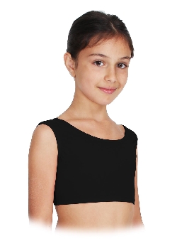 TOP DANZA LYCRA CORTO CON SPALLINE SPESSE NERO BAMBINA